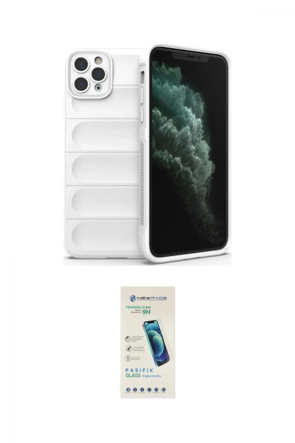 ieg™ iPhone 11 Pro Kılıf Atlas Koleksiyonu - Şeffaf Pasifik Cam Ekran Koruyucu