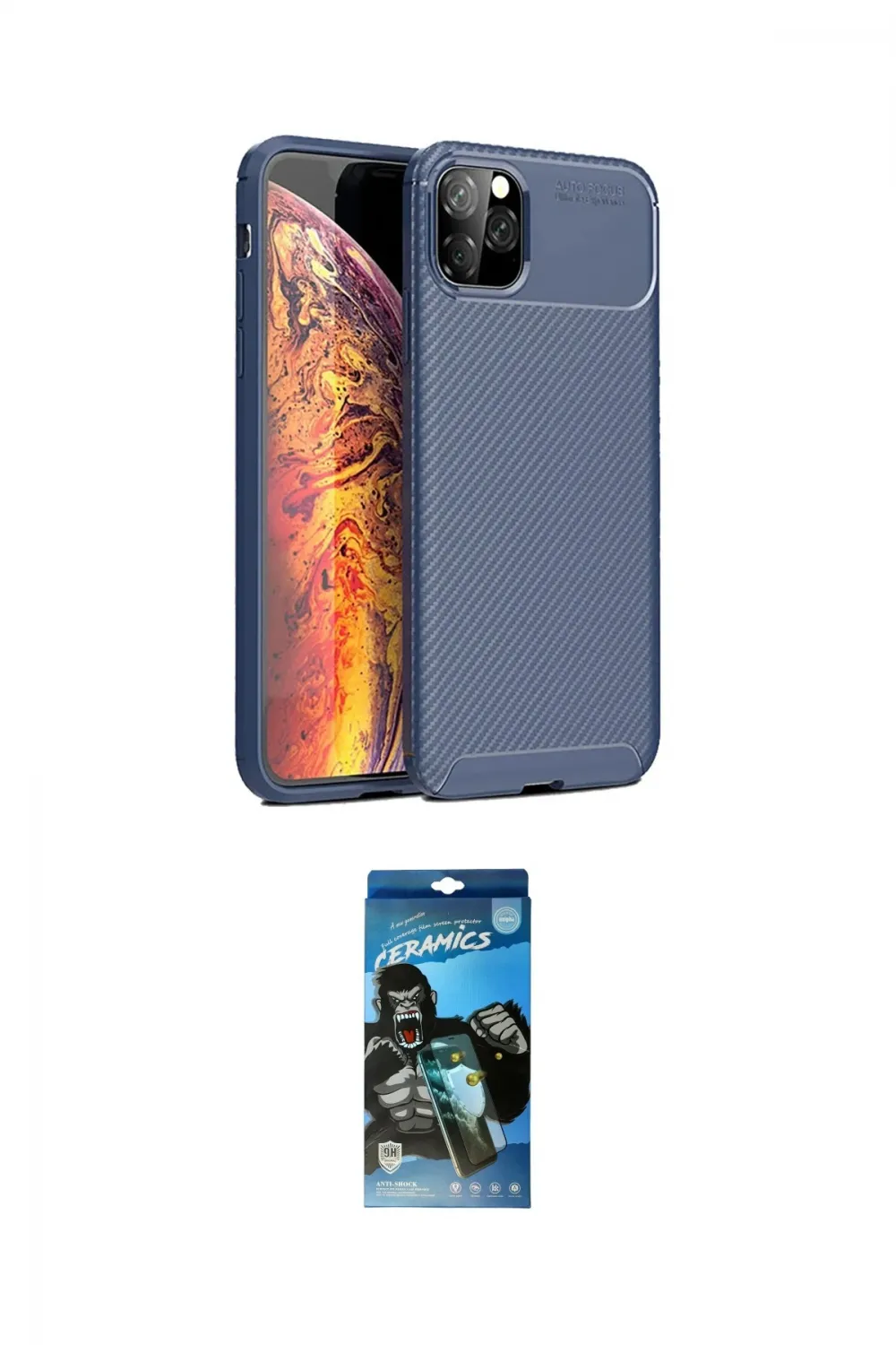 ieg™ iPhone 11 Pro Kılıf Eksen Form Prime - Siyah 34D Izgaralı Cam
