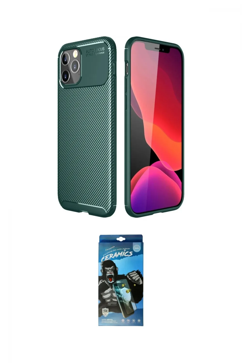 ieg™ iPhone 11 Pro Kılıf Eksen Form Prime - Siyah 34D Izgaralı Cam
