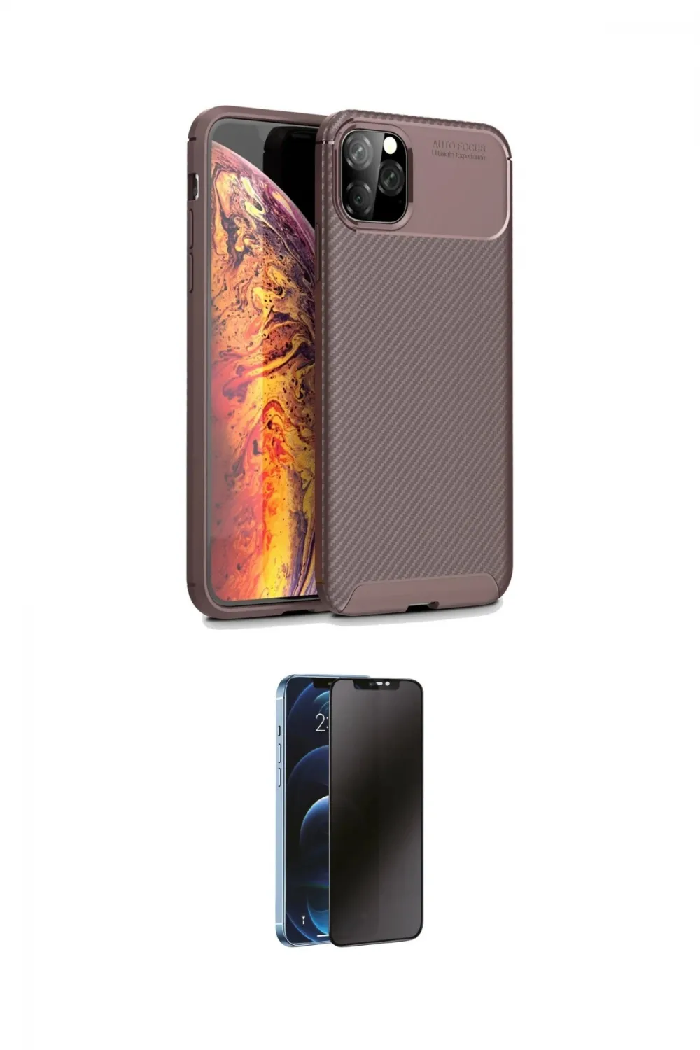 ieg™ iPhone 11 Pro Kılıf Eksen Form Prime - Siyah 3D Antistatik Hayalet Cam Ekran Koruyucu