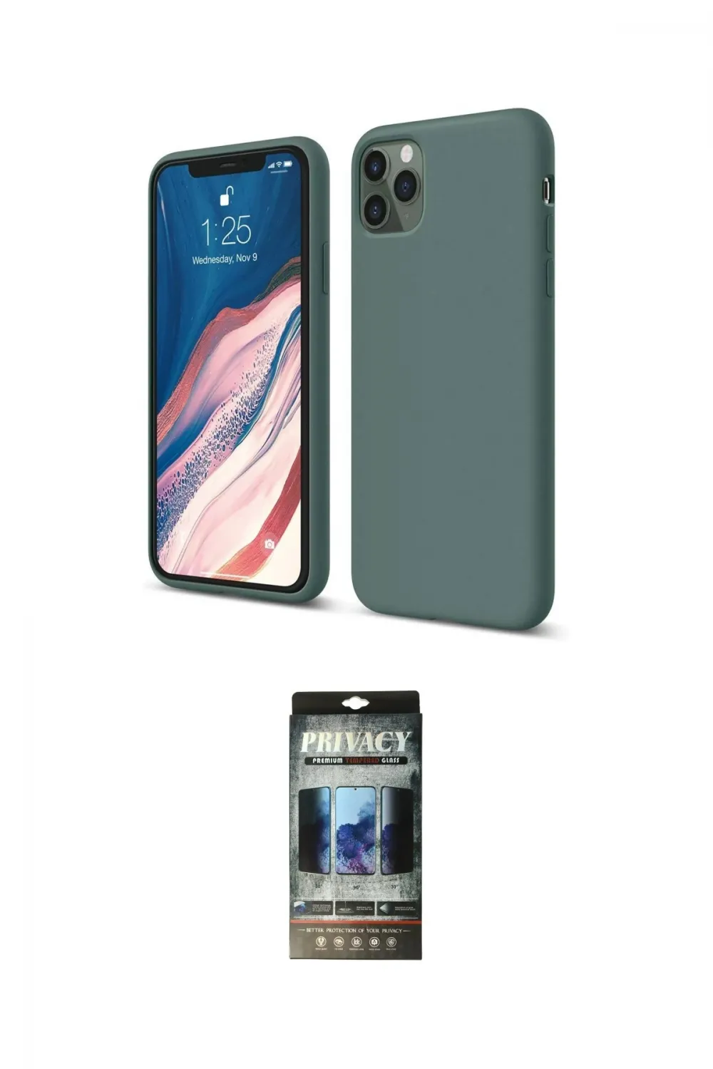 ieg™ iPhone 11 Pro Kılıf Kozmos Yansıma Özel Seri - Siyah 34D Hayalet Izgaralı Cam