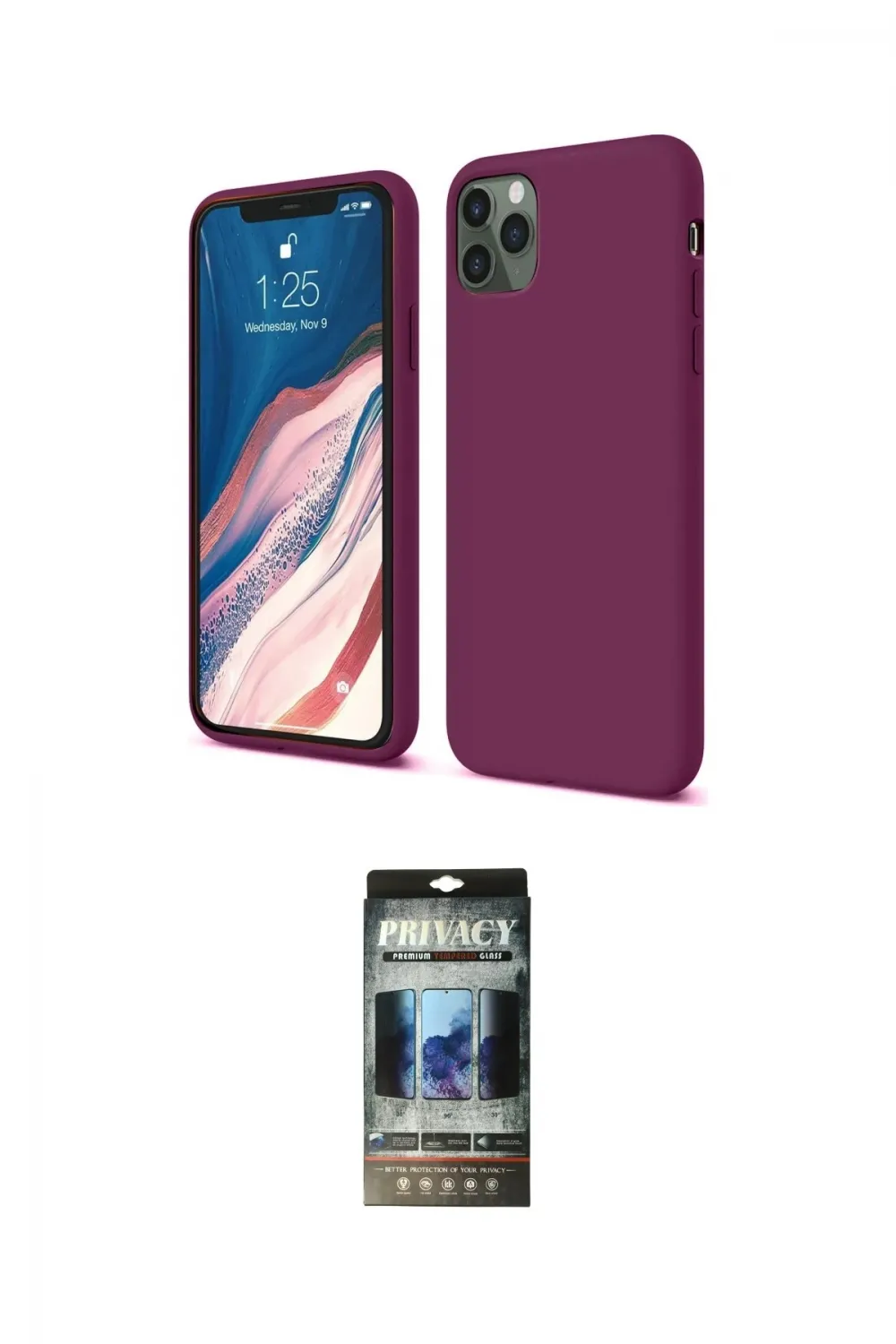 ieg™ iPhone 11 Pro Kılıf Kozmos Yansıma Özel Seri - Siyah 34D Hayalet Izgaralı Cam