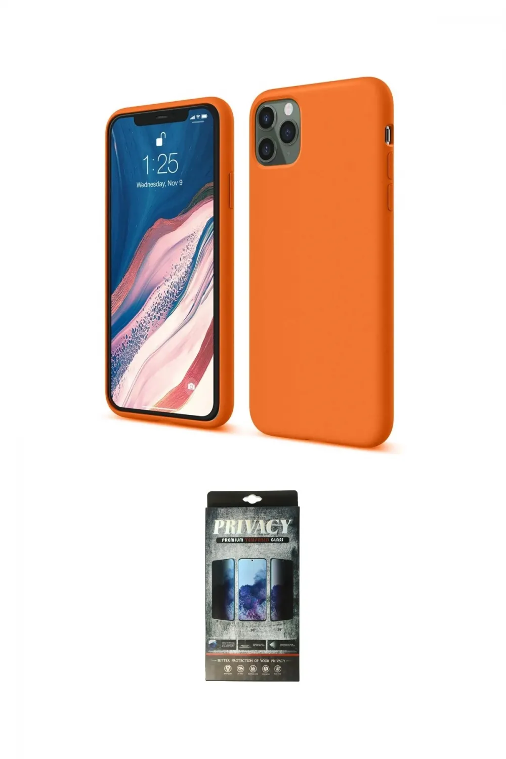 ieg™ iPhone 11 Pro Kılıf Kozmos Yansıma Özel Seri - Siyah 34D Hayalet Izgaralı Cam