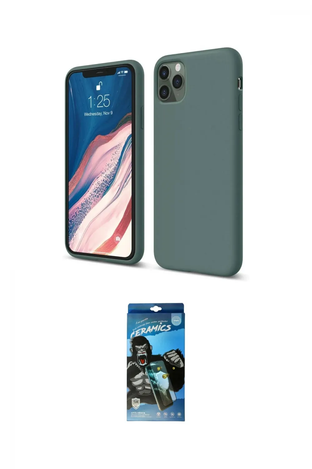 ieg™ iPhone 11 Pro Kılıf Kozmos Yansıma Özel Seri - Siyah 34D Izgaralı Cam