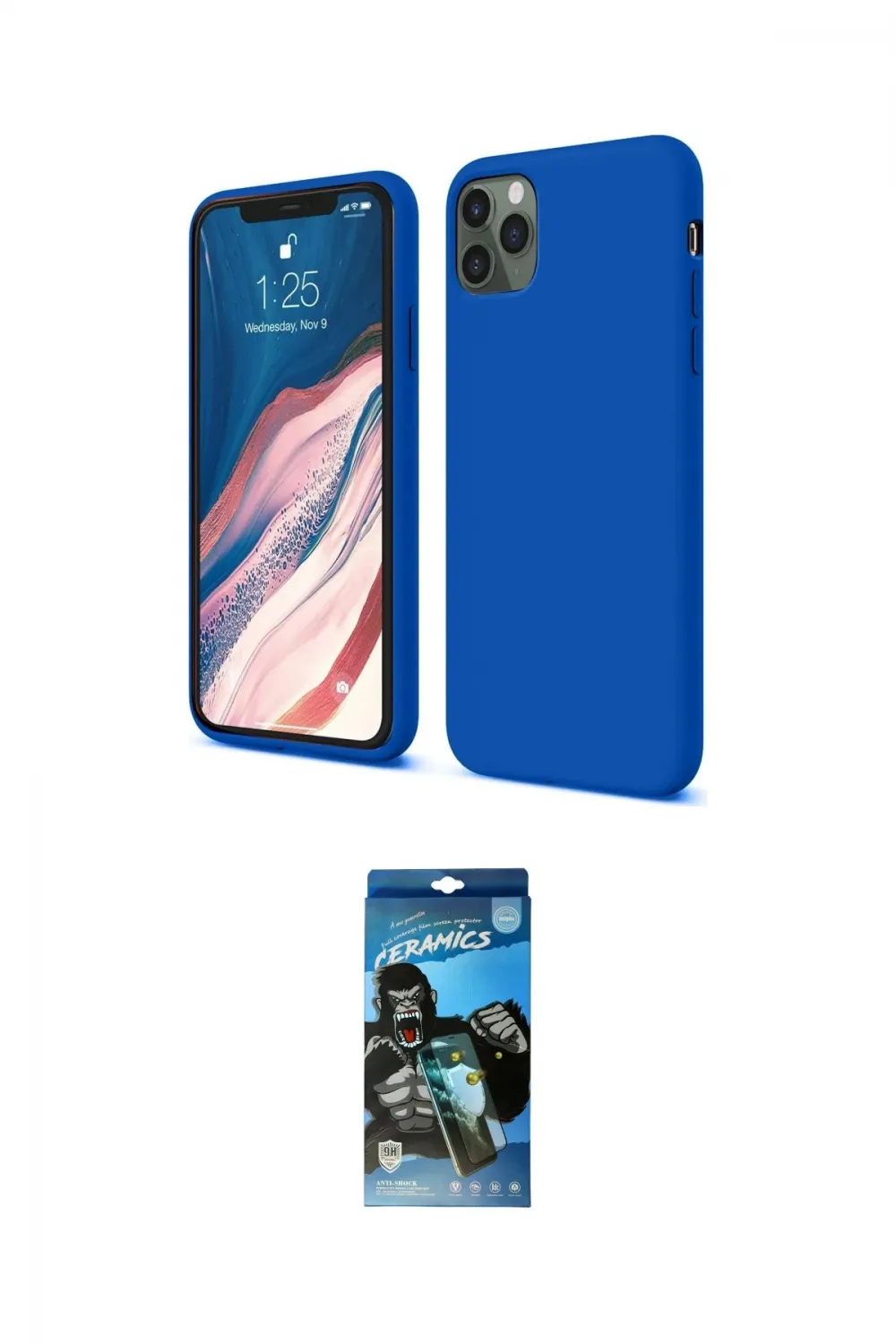 ieg™ iPhone 11 Pro Kılıf Kozmos Yansıma Özel Seri - Siyah 34D Izgaralı Cam