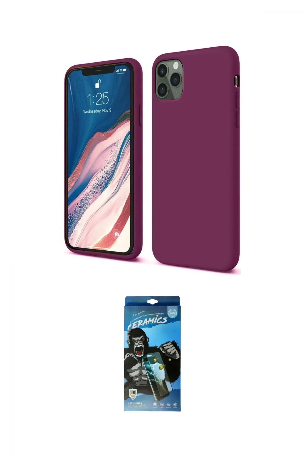 ieg™ iPhone 11 Pro Kılıf Kozmos Yansıma Özel Seri - Siyah 34D Izgaralı Cam