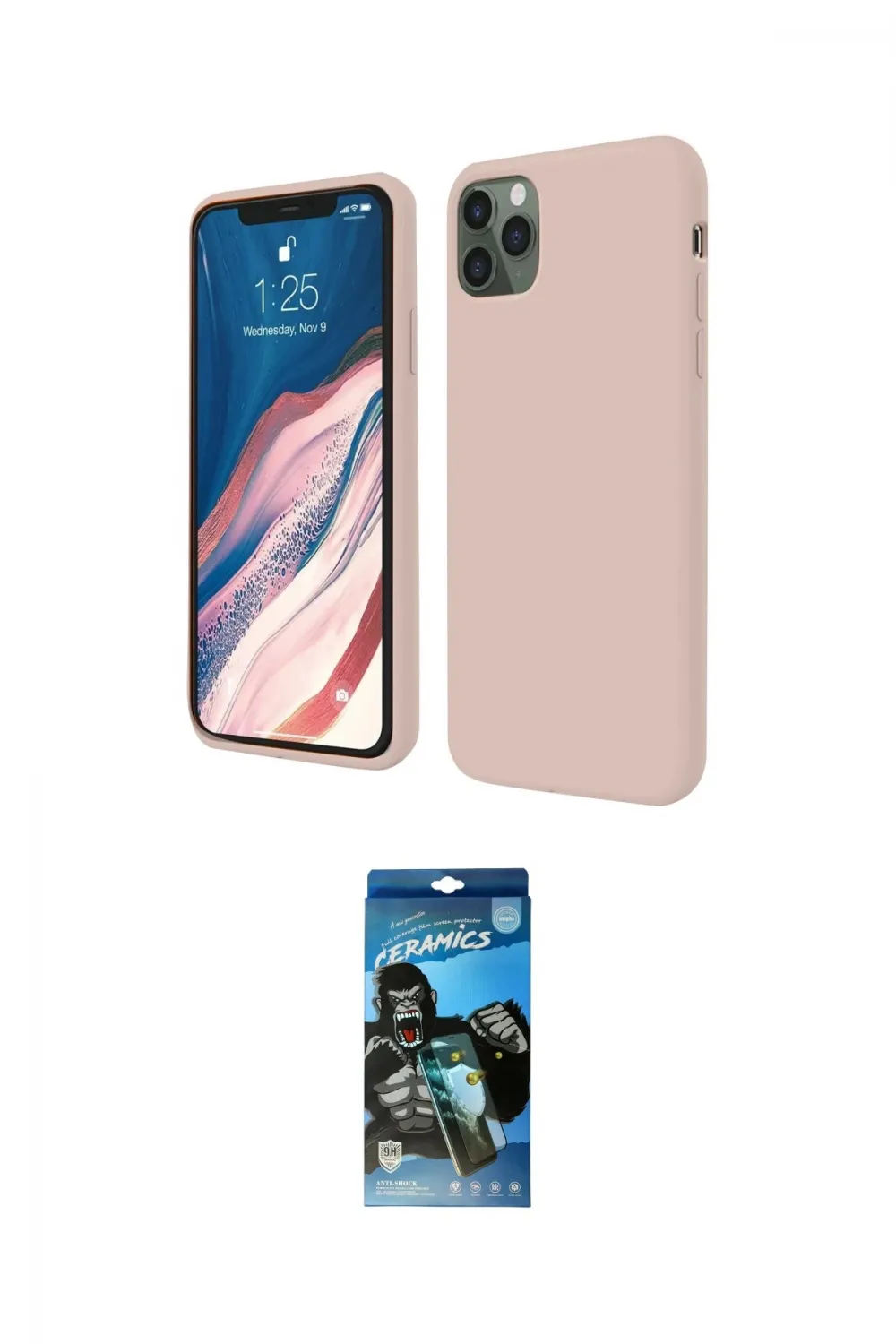 ieg™ iPhone 11 Pro Kılıf Kozmos Yansıma Özel Seri - Siyah 34D Izgaralı Cam
