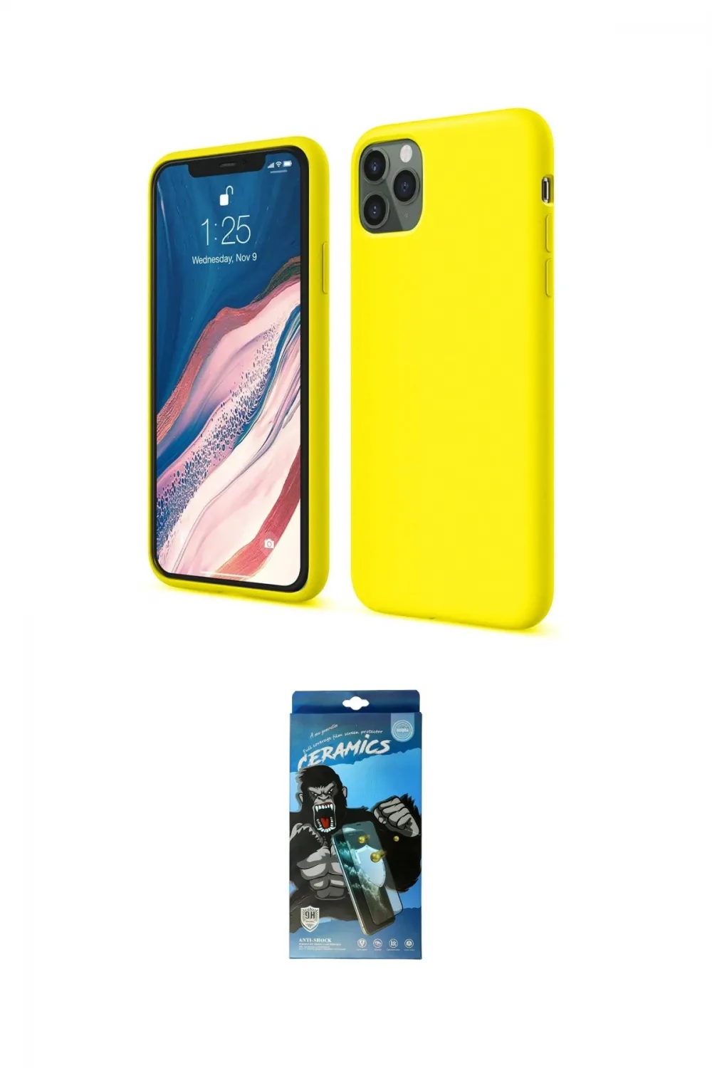 ieg™ iPhone 11 Pro Kılıf Kozmos Yansıma Özel Seri - Siyah 34D Izgaralı Cam