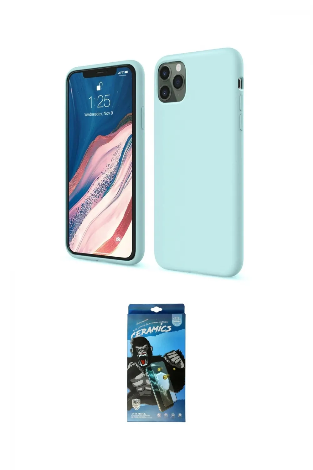 ieg™ iPhone 11 Pro Kılıf Kozmos Yansıma Özel Seri - Siyah 34D Izgaralı Cam