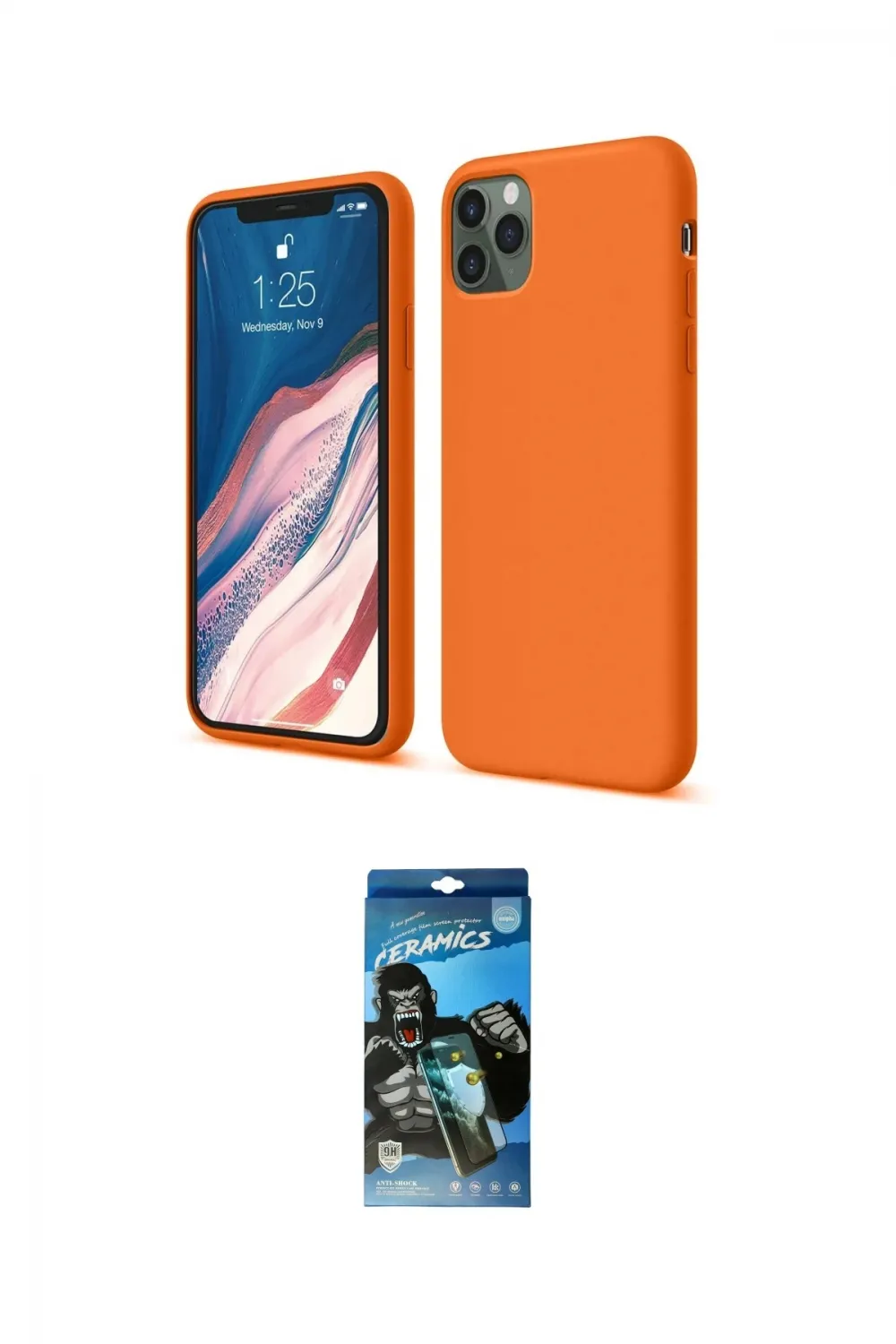 ieg™ iPhone 11 Pro Kılıf Kozmos Yansıma Özel Seri - Siyah 34D Izgaralı Cam