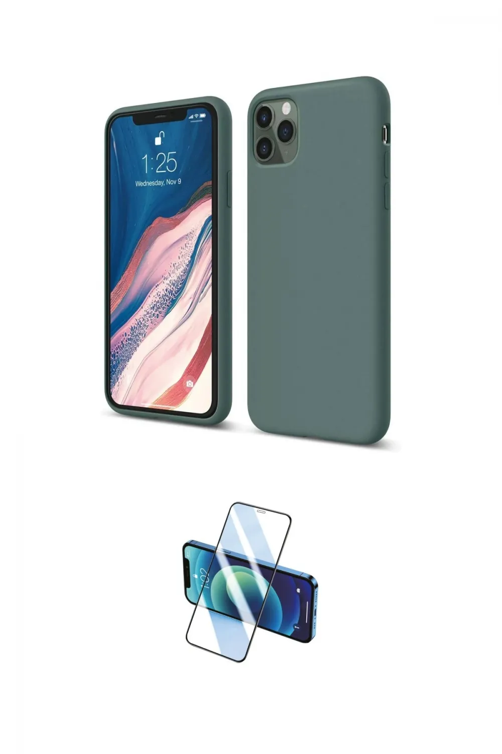 ieg™ iPhone 11 Pro Kılıf Kozmos Yansıma Özel Seri - Siyah 3D Antistatik Cam Ekran Koruyucu