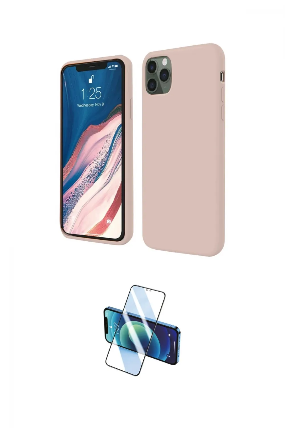 ieg™ iPhone 11 Pro Kılıf Kozmos Yansıma Özel Seri - Siyah 3D Antistatik Cam Ekran Koruyucu