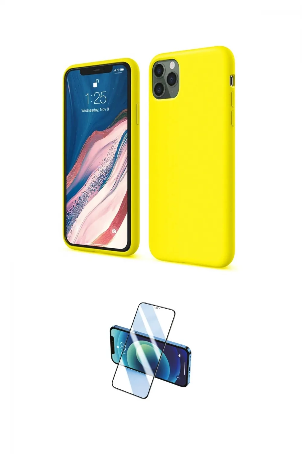 ieg™ iPhone 11 Pro Kılıf Kozmos Yansıma Özel Seri - Siyah 3D Antistatik Cam Ekran Koruyucu