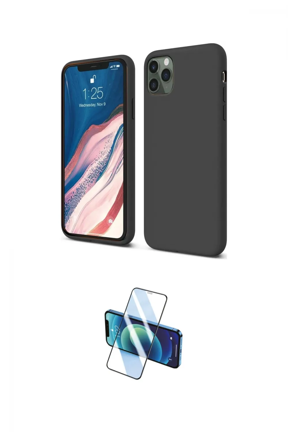 ieg™ iPhone 11 Pro Kılıf Kozmos Yansıma Özel Seri - Siyah 3D Antistatik Cam Ekran Koruyucu