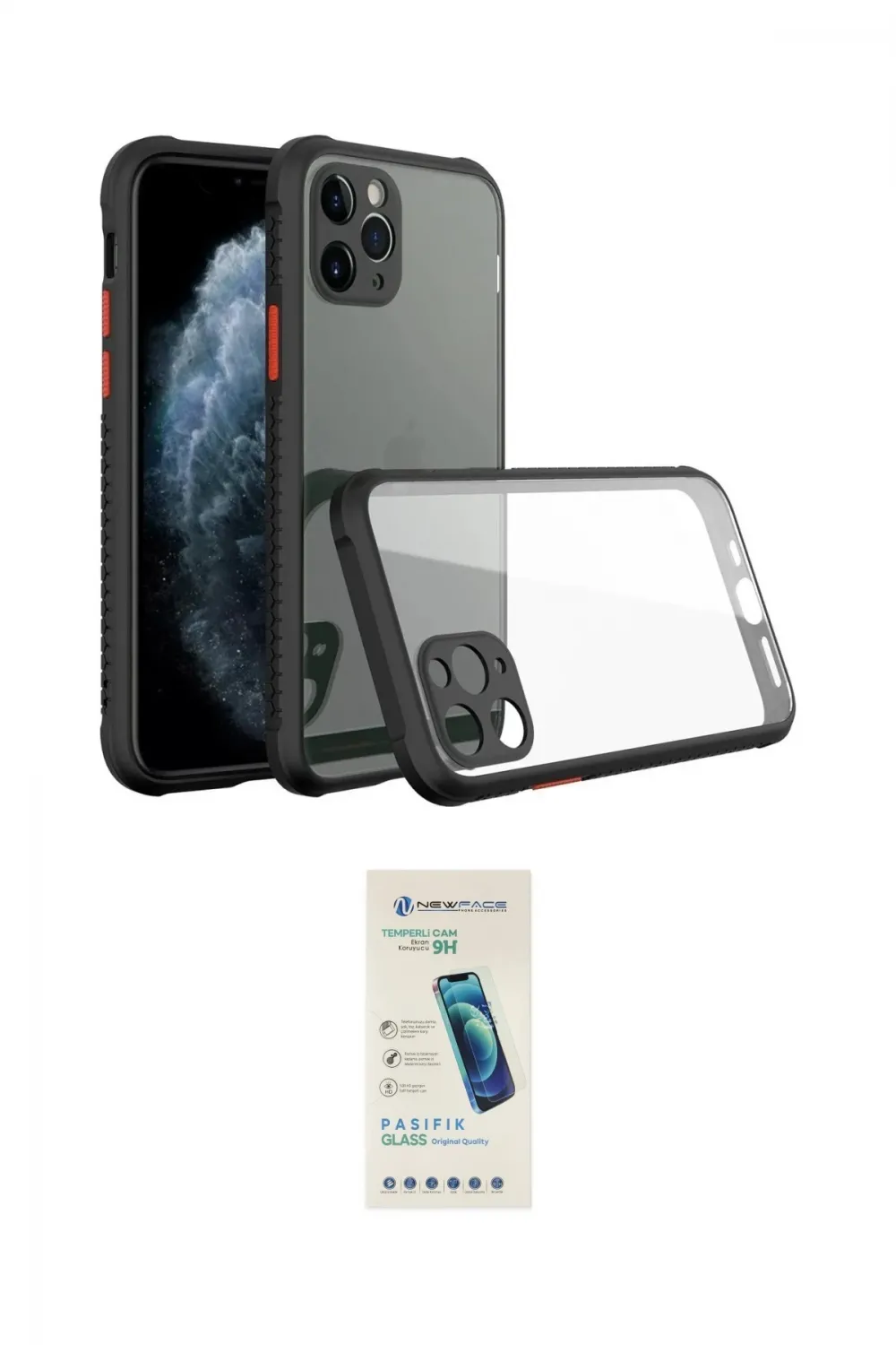 ieg™ iPhone 11 Pro Kılıf Nova Asil Özel Seri - Şeffaf Pasifik Cam Ekran Koruyucu