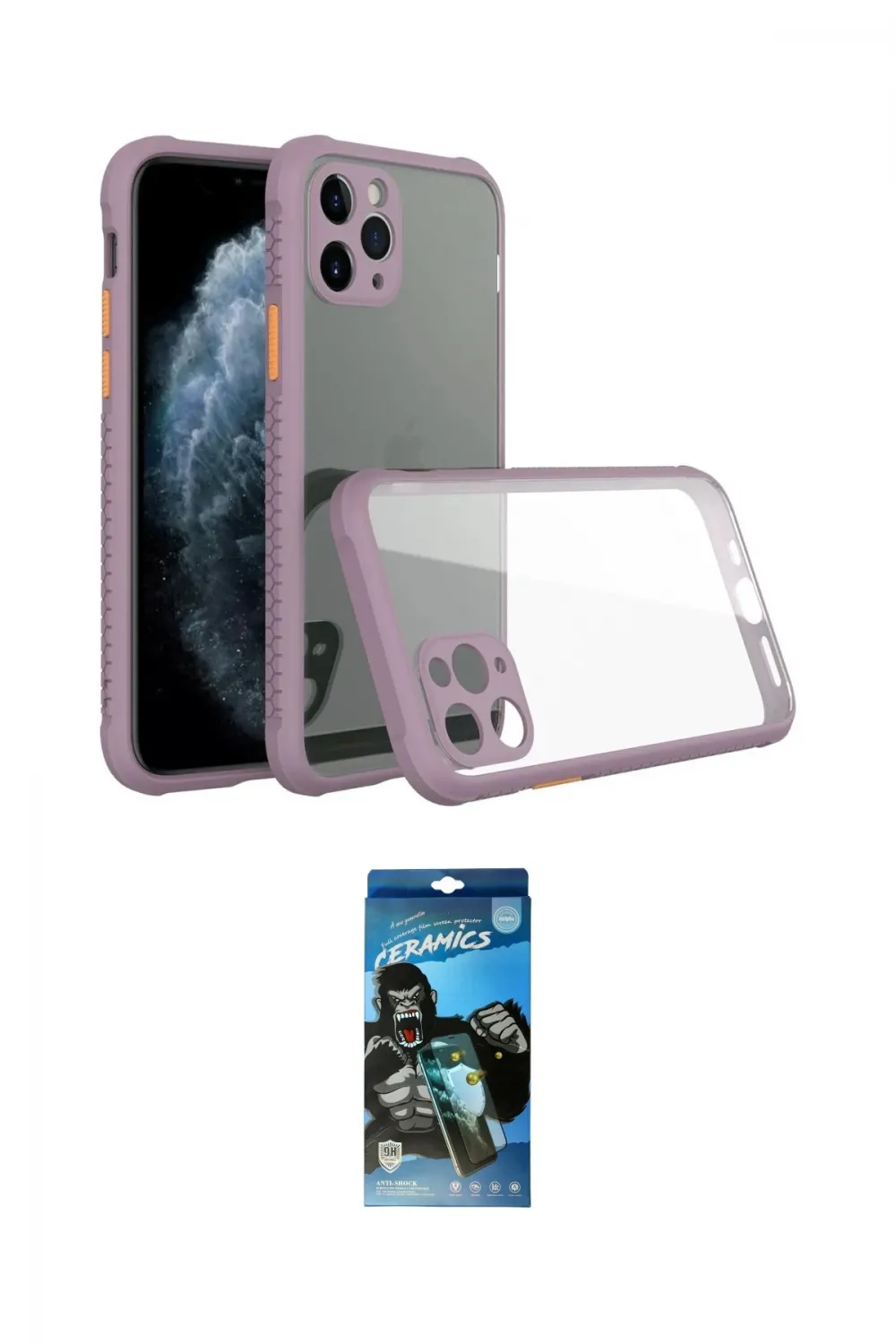 ieg™ iPhone 11 Pro Kılıf Nova Asil Özel Seri - Siyah 34D Izgaralı Cam