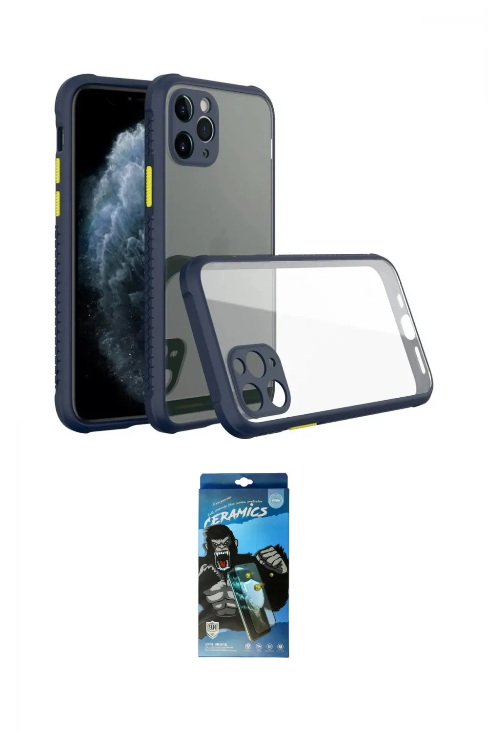 ieg™ iPhone 11 Pro Kılıf Nova Asil Özel Seri - Siyah 34D Izgaralı Cam