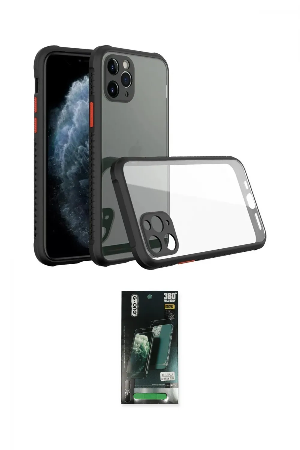 ieg™ iPhone 11 Pro Kılıf Nova Asil Özel Seri - Siyah 360 Mat Full Body Arka Koruyucu