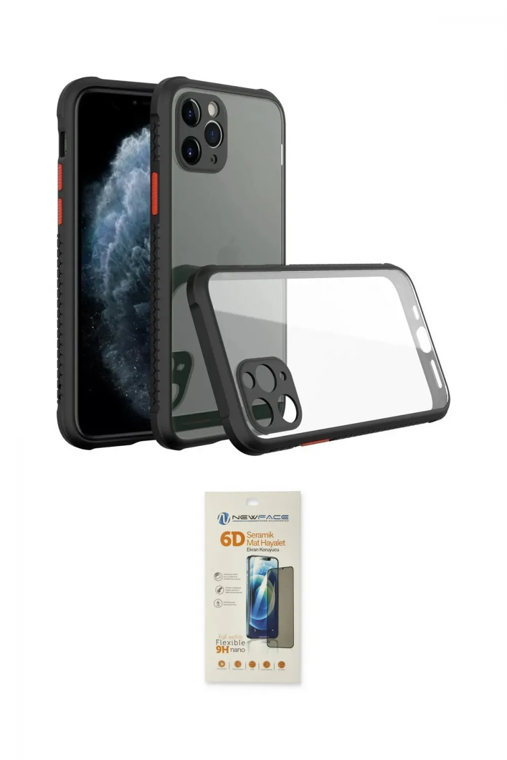 ieg™ iPhone 11 Pro Kılıf Nova Asil Özel Seri - Siyah 6D Mat Seramik Hayalet Nano Ekran Koruyucu