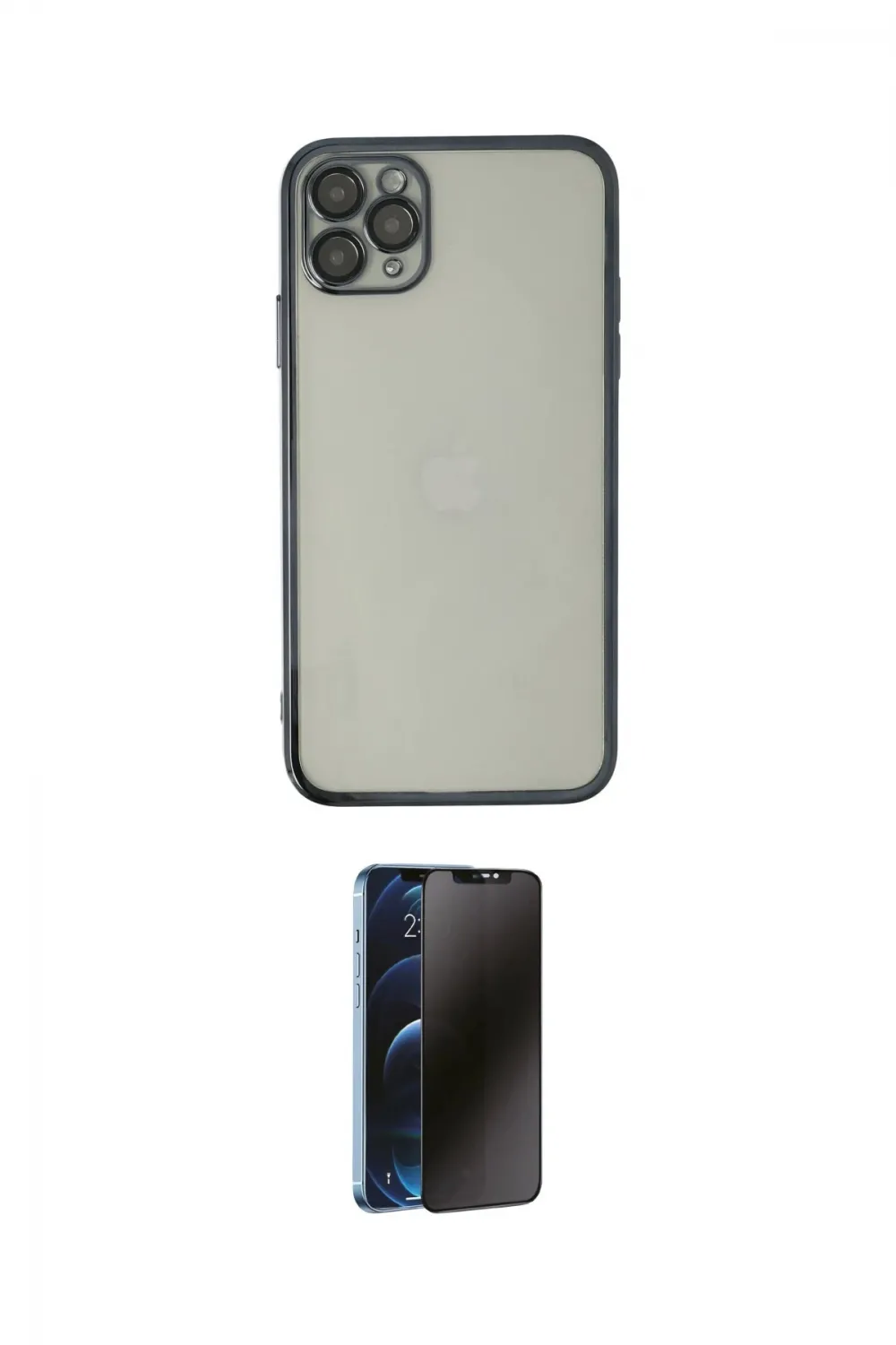 ieg™ iPhone 11 Pro Kılıf Vadi Minimal - Siyah 3D Antistatik Hayalet Cam Ekran Koruyucu