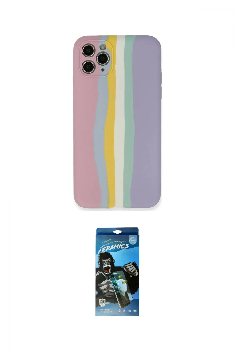 ieg™ iPhone 11 Pro Kılıf Yadigar Çizgi - Siyah 34D Izgaralı Cam