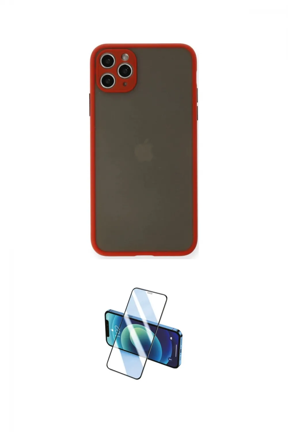 ieg™ iPhone 11 Pro Max Kılıf Ahenk Çizgi Serisi - Siyah 3D Antistatik Cam Ekran Koruyucu
