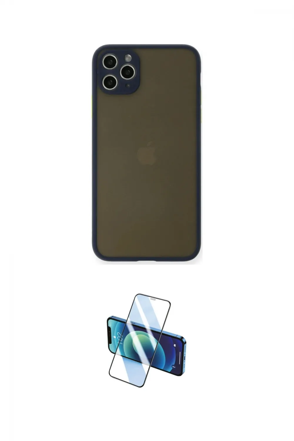 ieg™ iPhone 11 Pro Max Kılıf Ahenk Çizgi Serisi - Siyah 3D Antistatik Cam Ekran Koruyucu