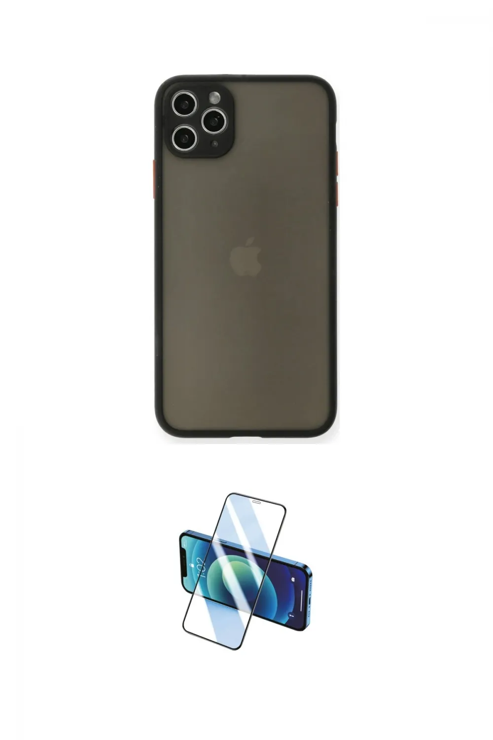 ieg™ iPhone 11 Pro Max Kılıf Ahenk Çizgi Serisi - Siyah 3D Antistatik Cam Ekran Koruyucu