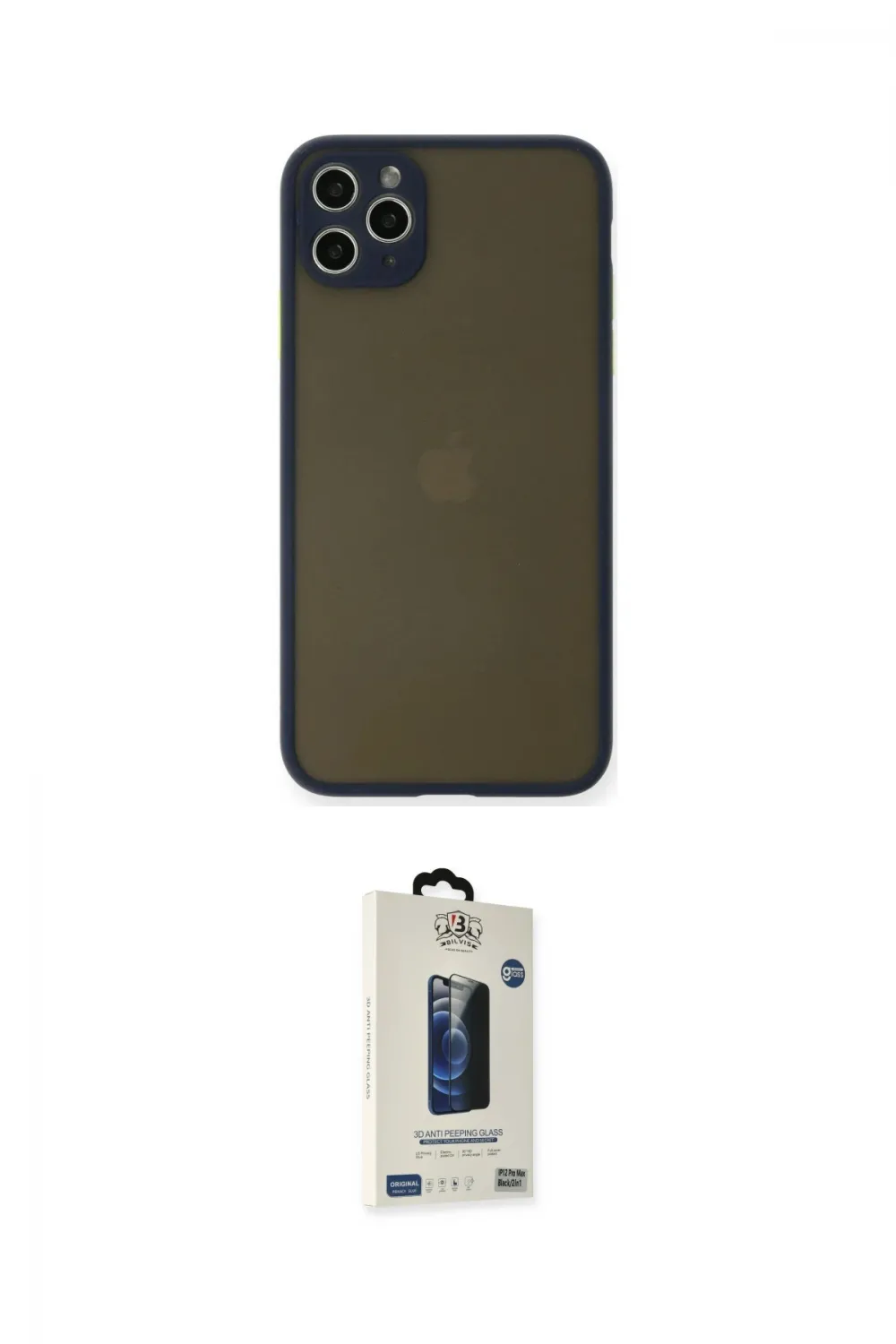 ieg™ iPhone 11 Pro Max Kılıf Ahenk Çizgi Serisi - Siyah Bilvis Hayalet Cam Ekran Koruyucu