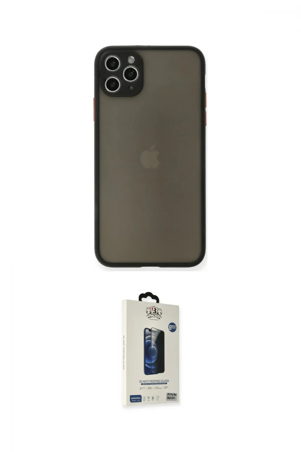 ieg™ iPhone 11 Pro Max Kılıf Ahenk Çizgi Serisi - Siyah Bilvis Hayalet Cam Ekran Koruyucu