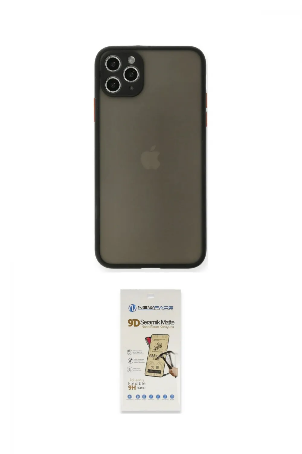 ieg™ iPhone 11 Pro Max Kılıf Ahenk Çizgi Serisi - Siyah Mat Seramik Nano Ekran Koruyucu