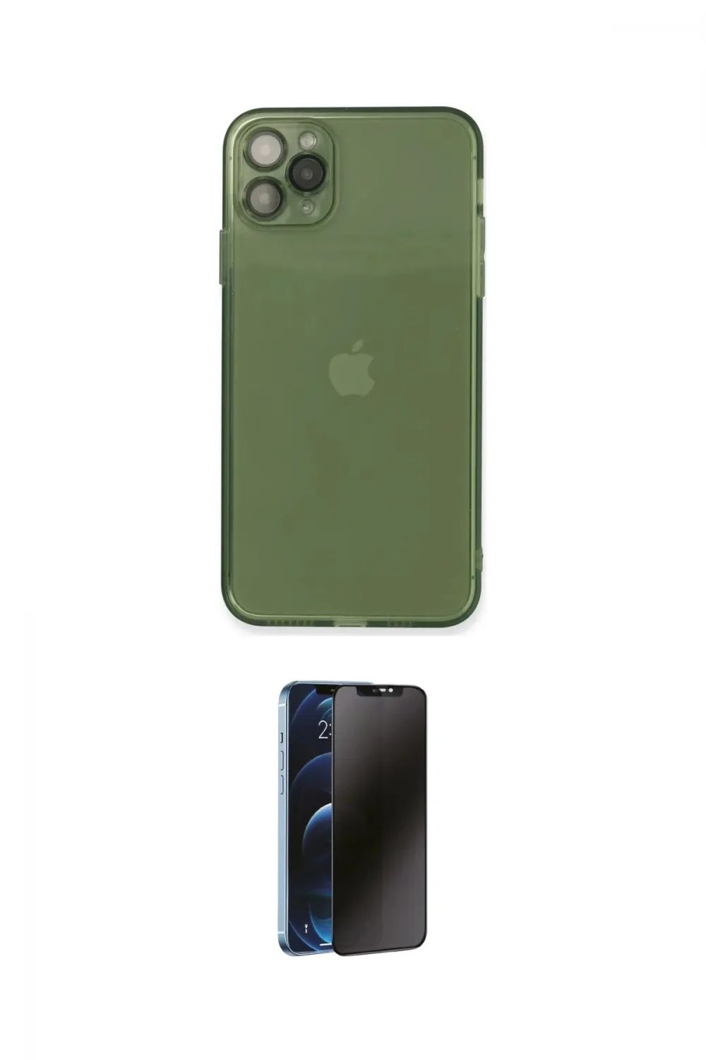 ieg™ iPhone 11 Pro Max Kılıf Ahenk Doku - Siyah 3D Antistatik Hayalet Cam Ekran Koruyucu