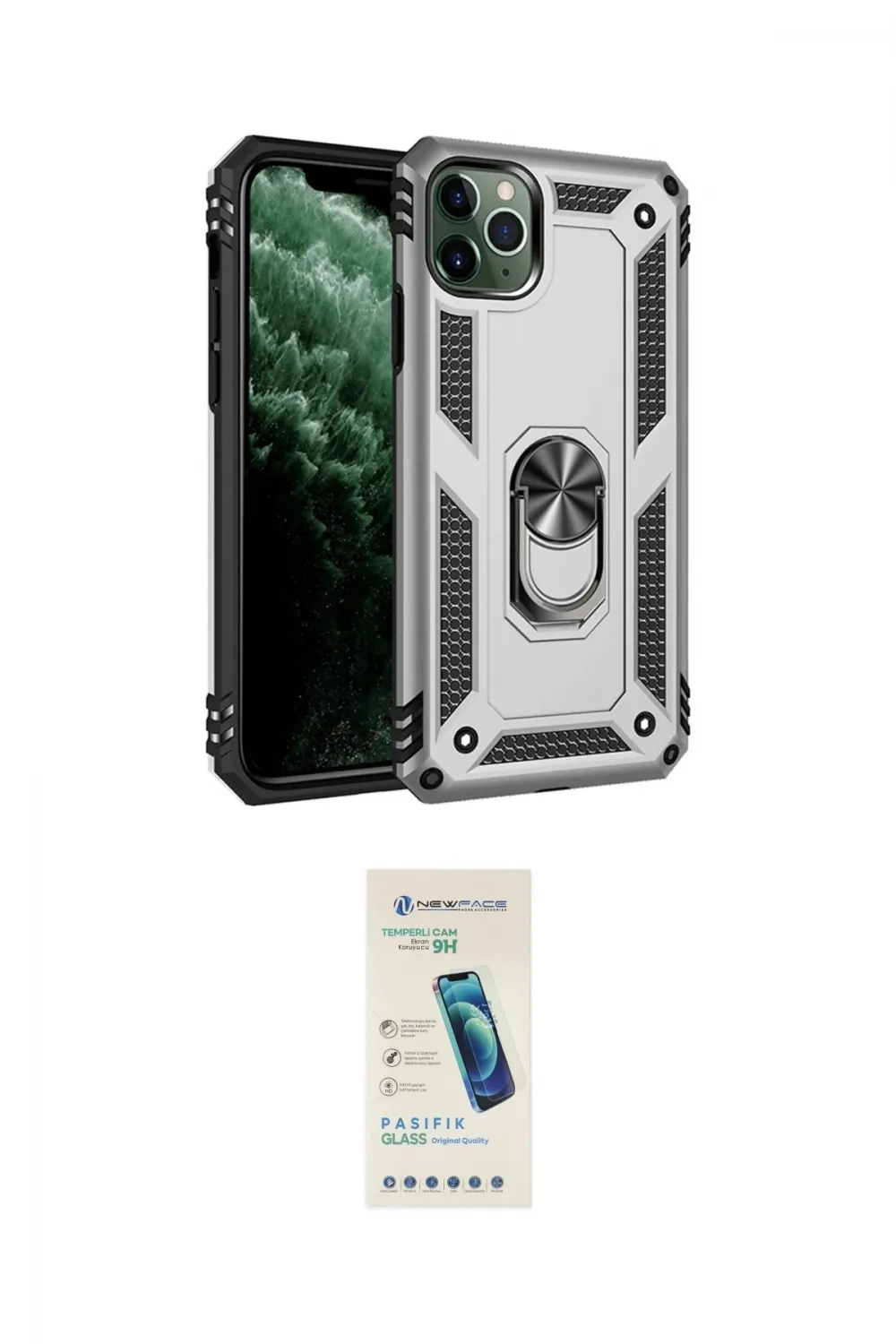 ieg™ iPhone 11 Pro Max Kılıf Ahenk Klasik Koleksiyonu - Şeffaf Pasifik Cam Ekran Koruyucu