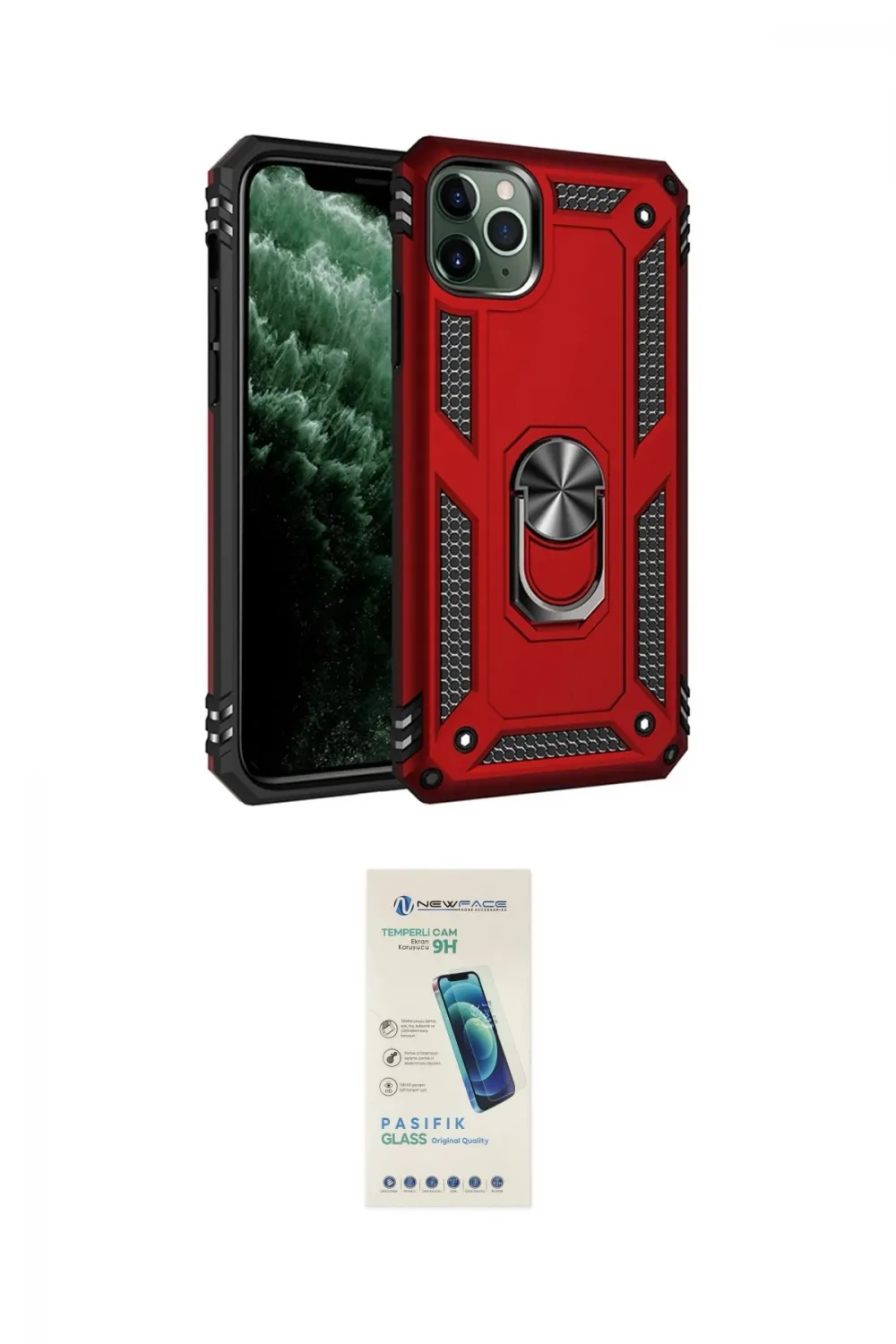 ieg™ iPhone 11 Pro Max Kılıf Ahenk Klasik Koleksiyonu - Şeffaf Pasifik Cam Ekran Koruyucu