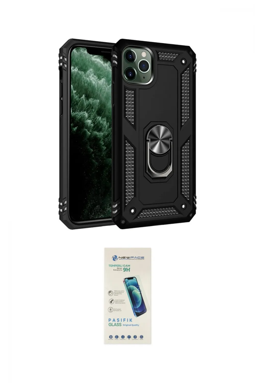 ieg™ iPhone 11 Pro Max Kılıf Ahenk Klasik Koleksiyonu - Şeffaf Pasifik Cam Ekran Koruyucu