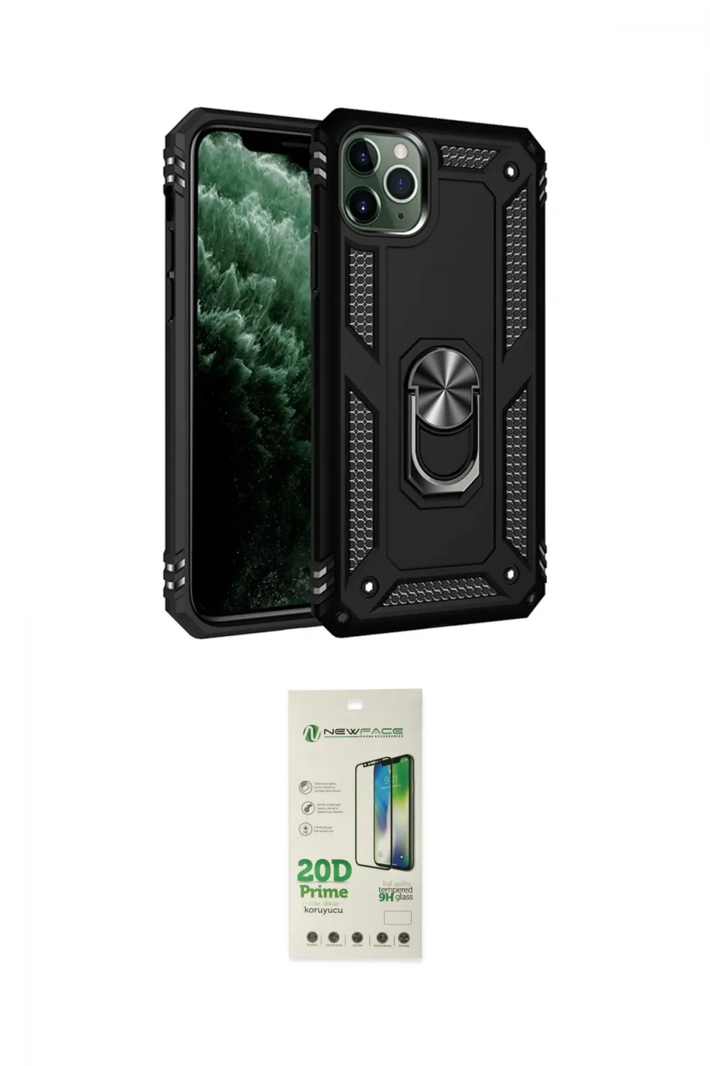 ieg™ iPhone 11 Pro Max Kılıf Ahenk Klasik Koleksiyonu - Siyah 20D Premium Cam Ekran Koruyucu