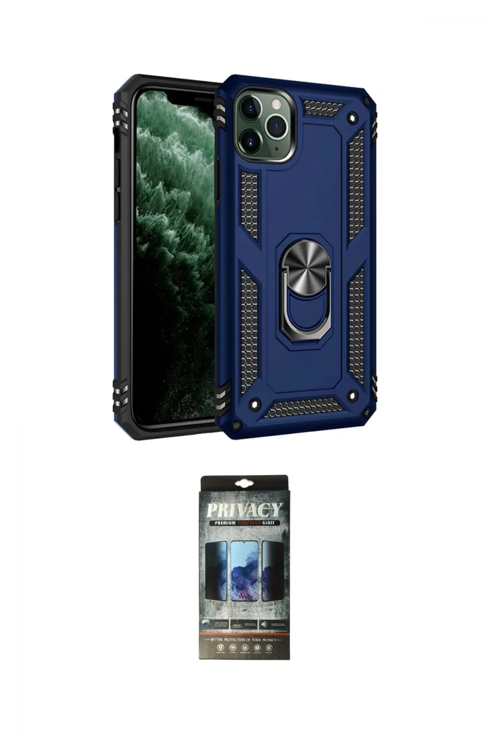 ieg™ iPhone 11 Pro Max Kılıf Ahenk Klasik Koleksiyonu - Siyah 34D Hayalet Izgaralı Cam