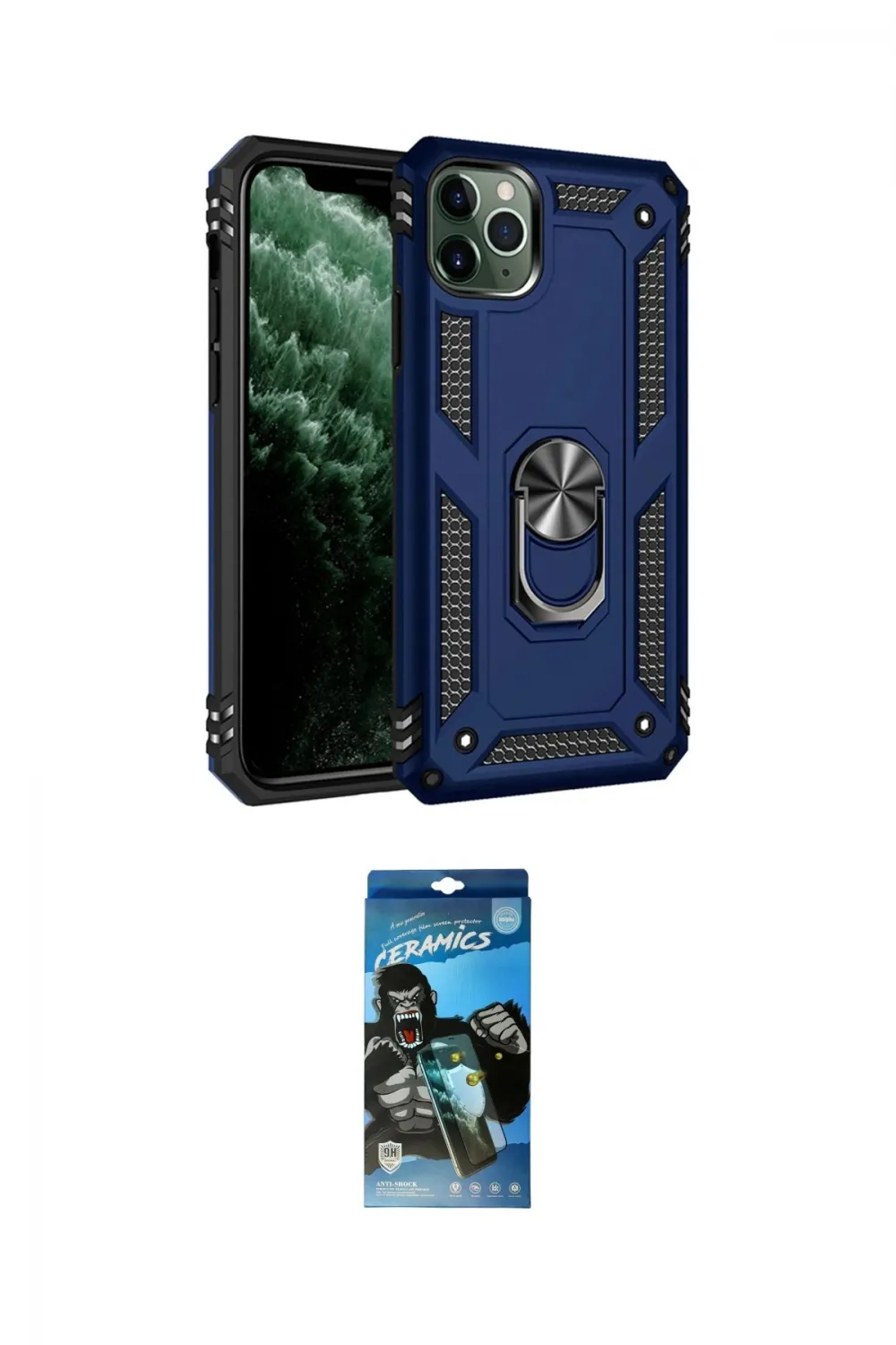 ieg™ iPhone 11 Pro Max Kılıf Ahenk Klasik Koleksiyonu - Siyah 34D Izgaralı Cam