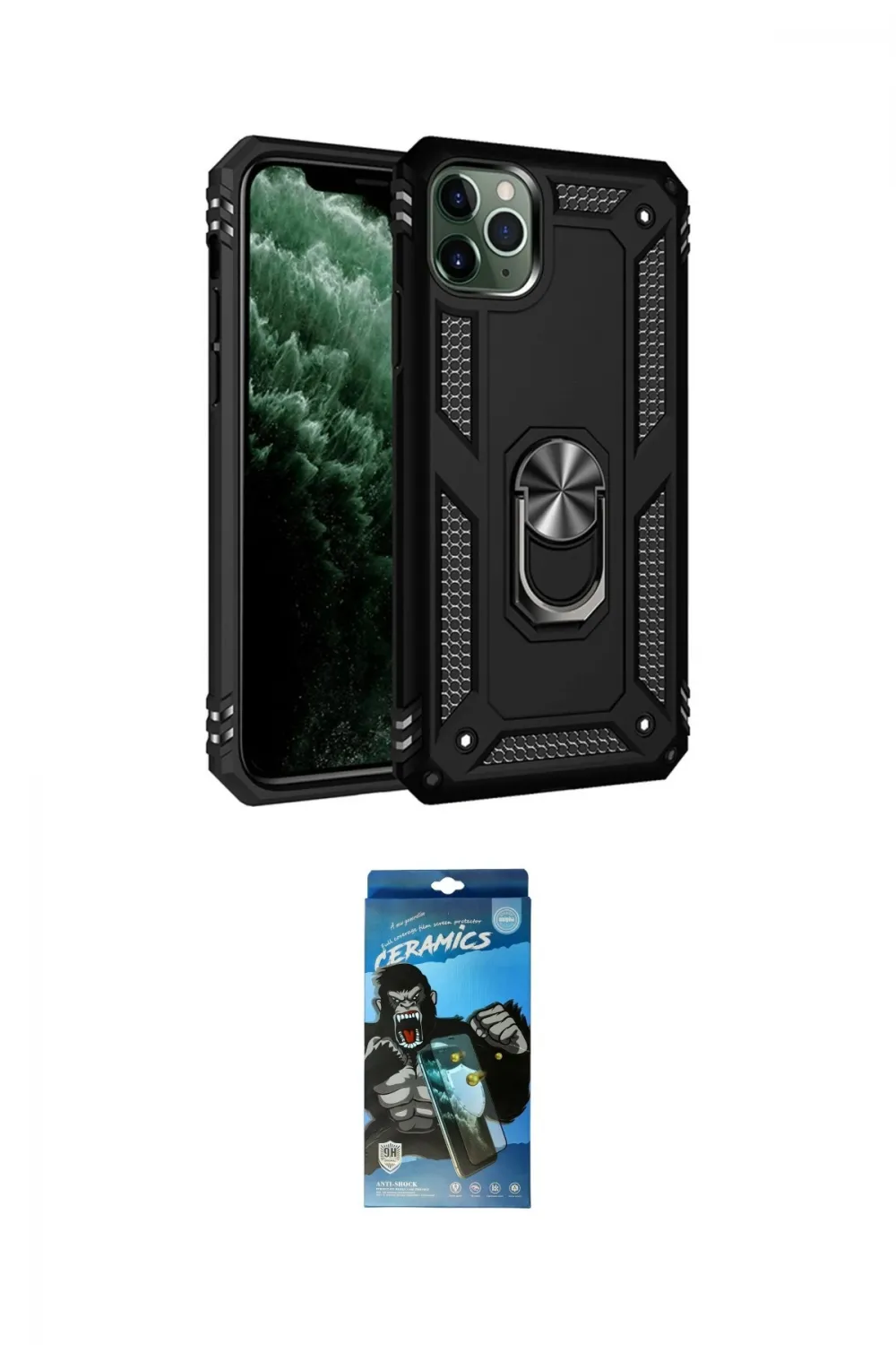 ieg™ iPhone 11 Pro Max Kılıf Ahenk Klasik Koleksiyonu - Siyah 34D Izgaralı Cam