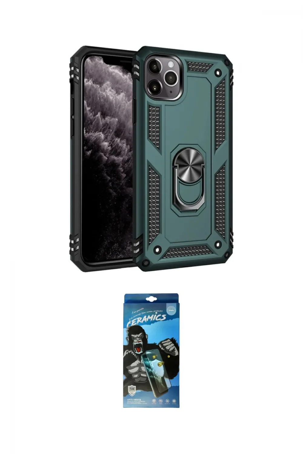 ieg™ iPhone 11 Pro Max Kılıf Ahenk Klasik Koleksiyonu - Siyah 34D Izgaralı Cam