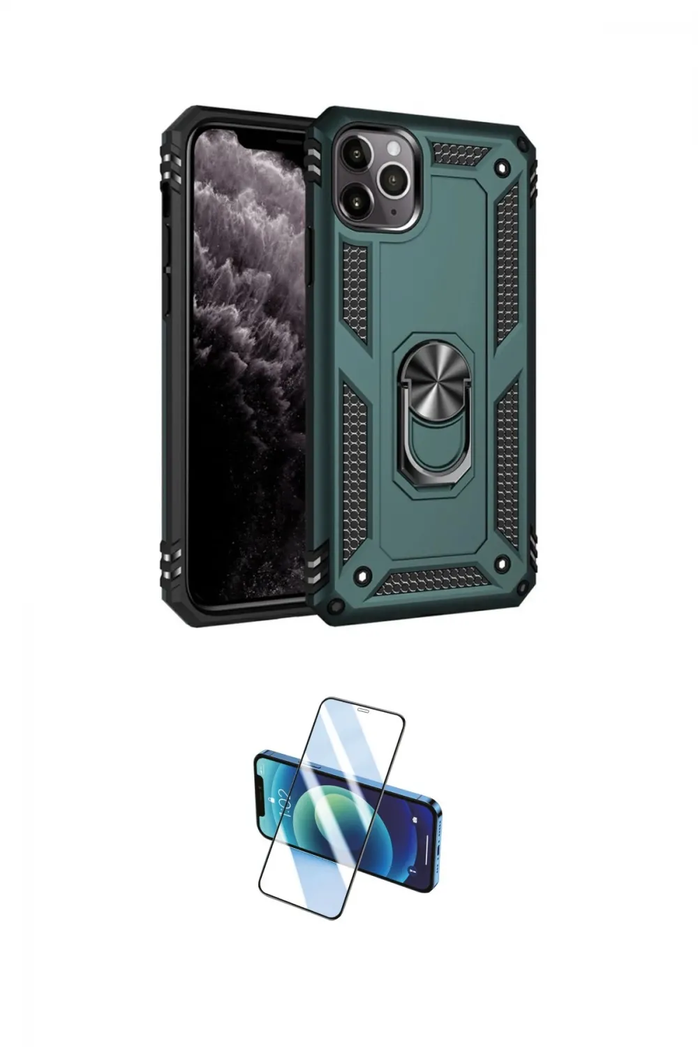 ieg™ iPhone 11 Pro Max Kılıf Ahenk Klasik Koleksiyonu - Siyah 3D Antistatik Cam Ekran Koruyucu