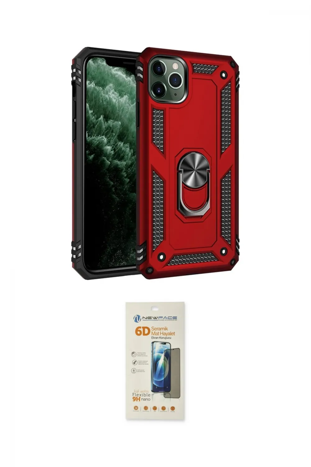 ieg™ iPhone 11 Pro Max Kılıf Ahenk Klasik Koleksiyonu - Siyah 6D Mat Seramik Hayalet Nano Ekran Koruyucu
