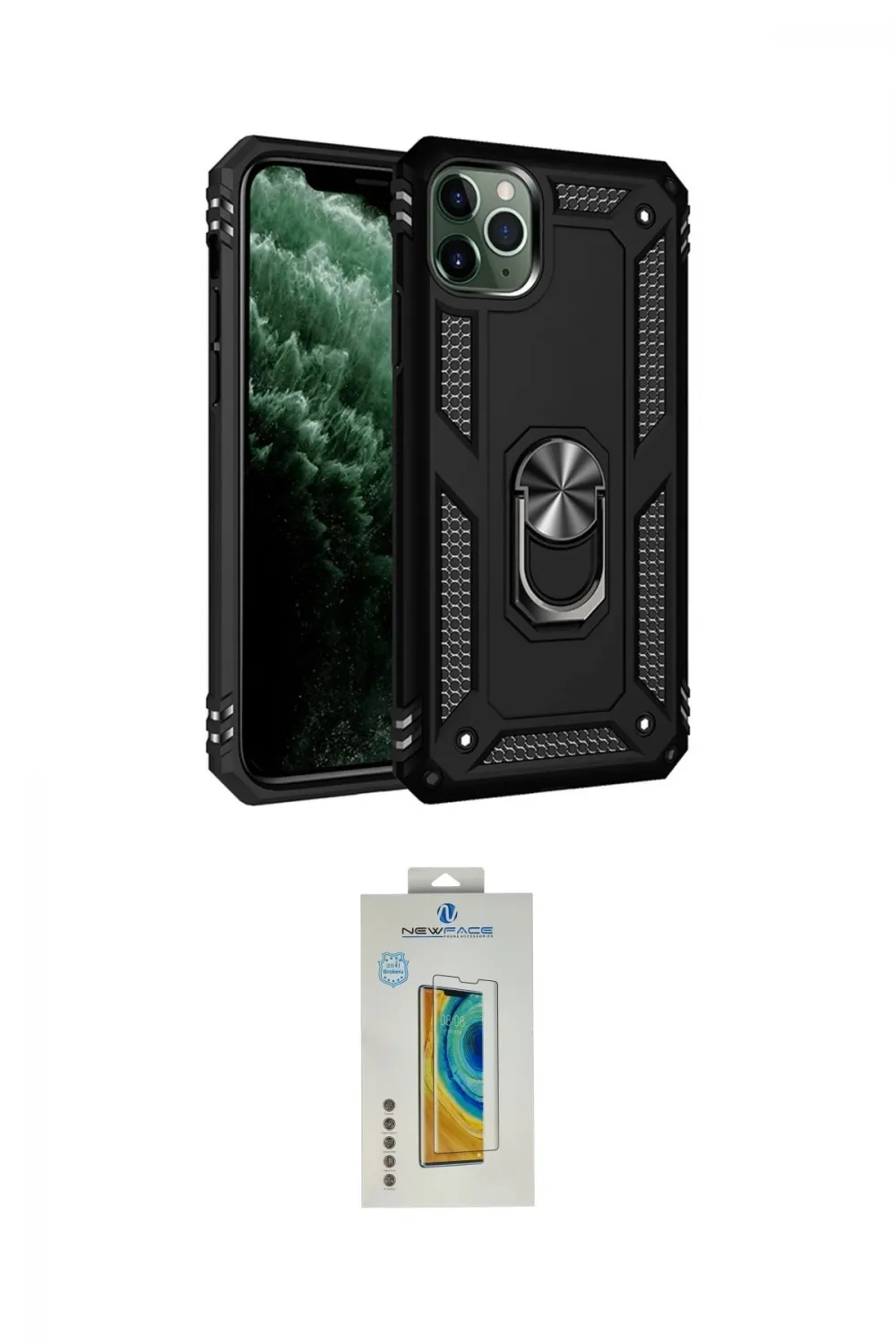 ieg™ iPhone 11 Pro Max Kılıf Ahenk Klasik Koleksiyonu - Siyah Polymer Nano Ekran Koruyucu