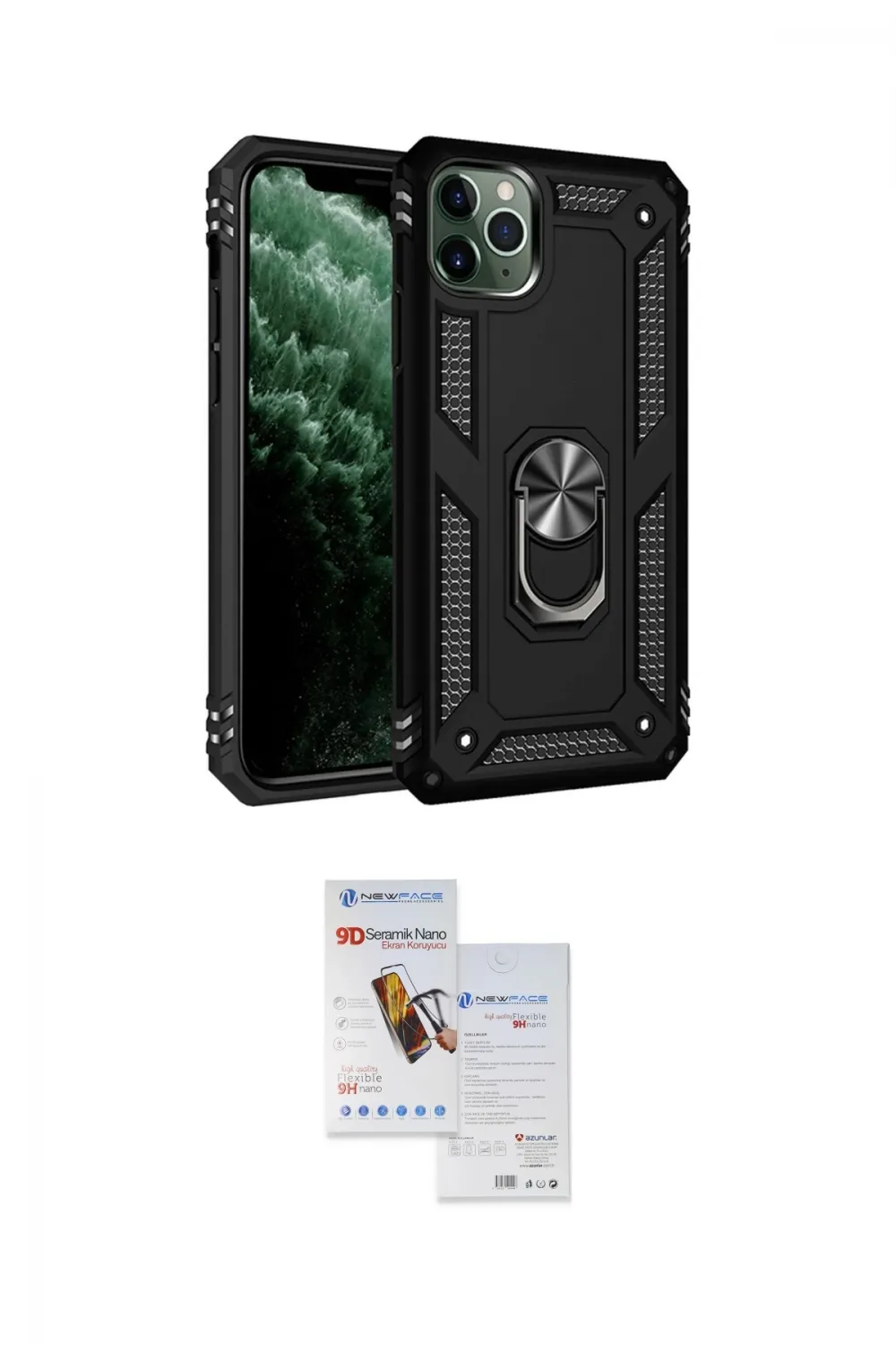 ieg™ iPhone 11 Pro Max Kılıf Ahenk Klasik Koleksiyonu - Siyah Seramik Nano Ekran Koruyucu
