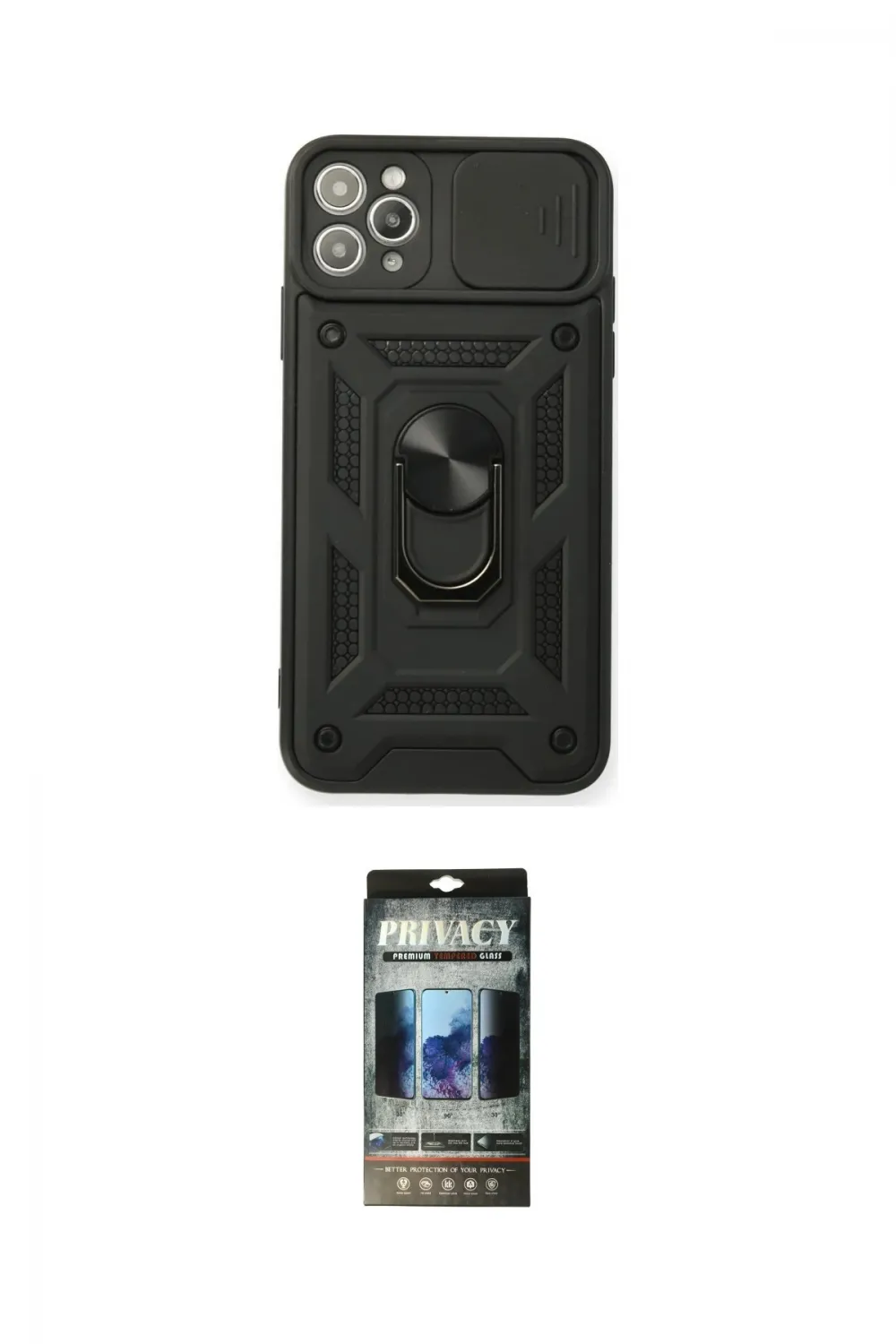 ieg™ iPhone 11 Pro Max Kılıf Ahenk Klasik - Siyah 34D Hayalet Izgaralı Cam