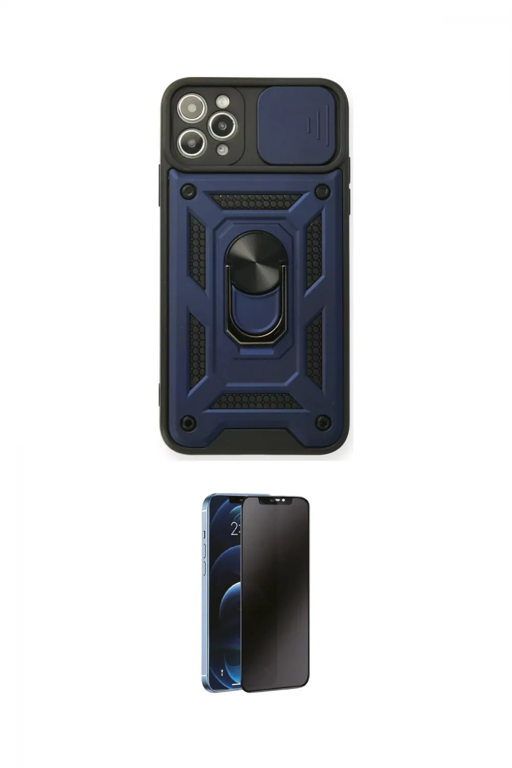 ieg™ iPhone 11 Pro Max Kılıf Ahenk Klasik - Siyah 3D Antistatik Hayalet Cam Ekran Koruyucu