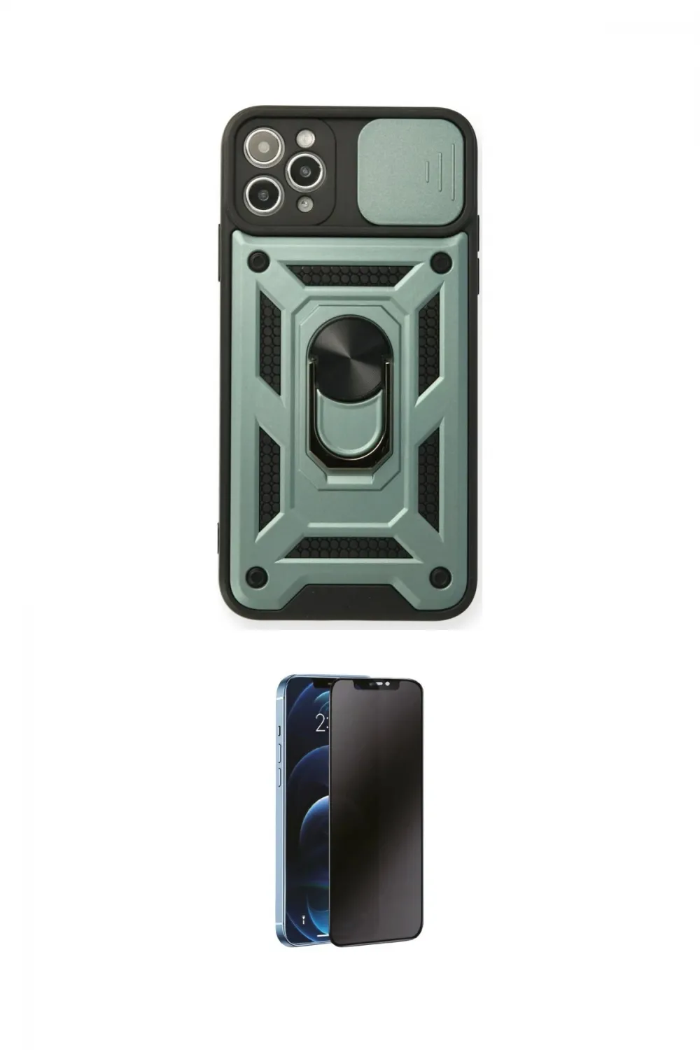 ieg™ iPhone 11 Pro Max Kılıf Ahenk Klasik - Siyah 3D Antistatik Hayalet Cam Ekran Koruyucu