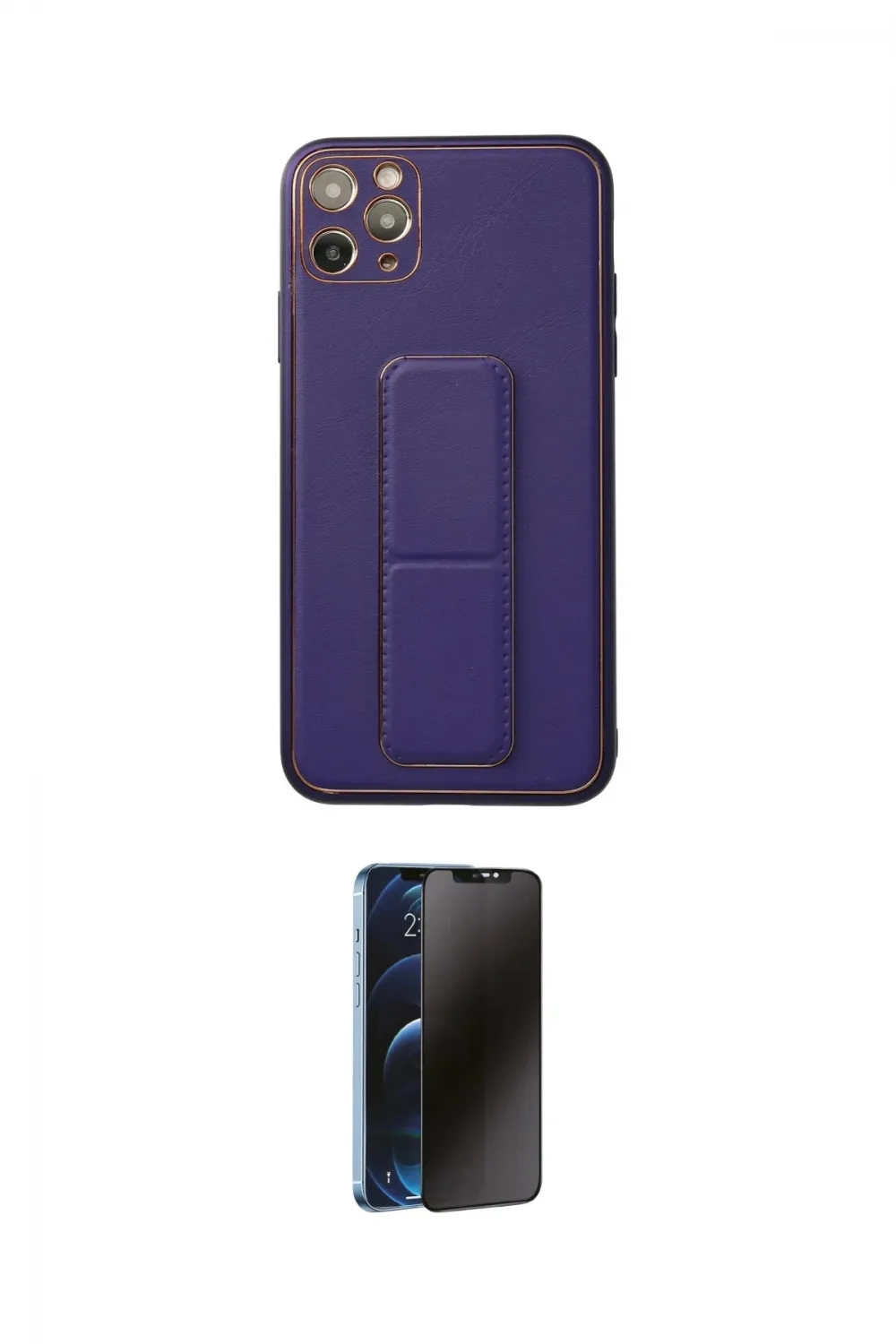 ieg™ iPhone 11 Pro Max Kılıf Akış Doku - Siyah 3D Antistatik Hayalet Cam Ekran Koruyucu