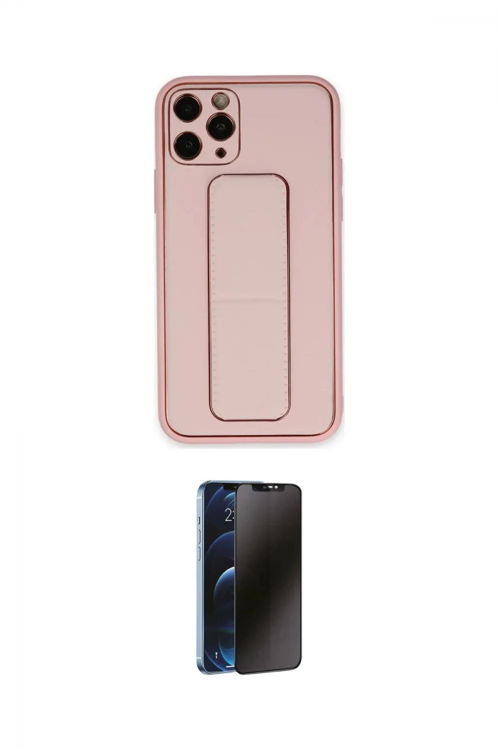 ieg™ iPhone 11 Pro Max Kılıf Akış Doku - Siyah 3D Antistatik Hayalet Cam Ekran Koruyucu
