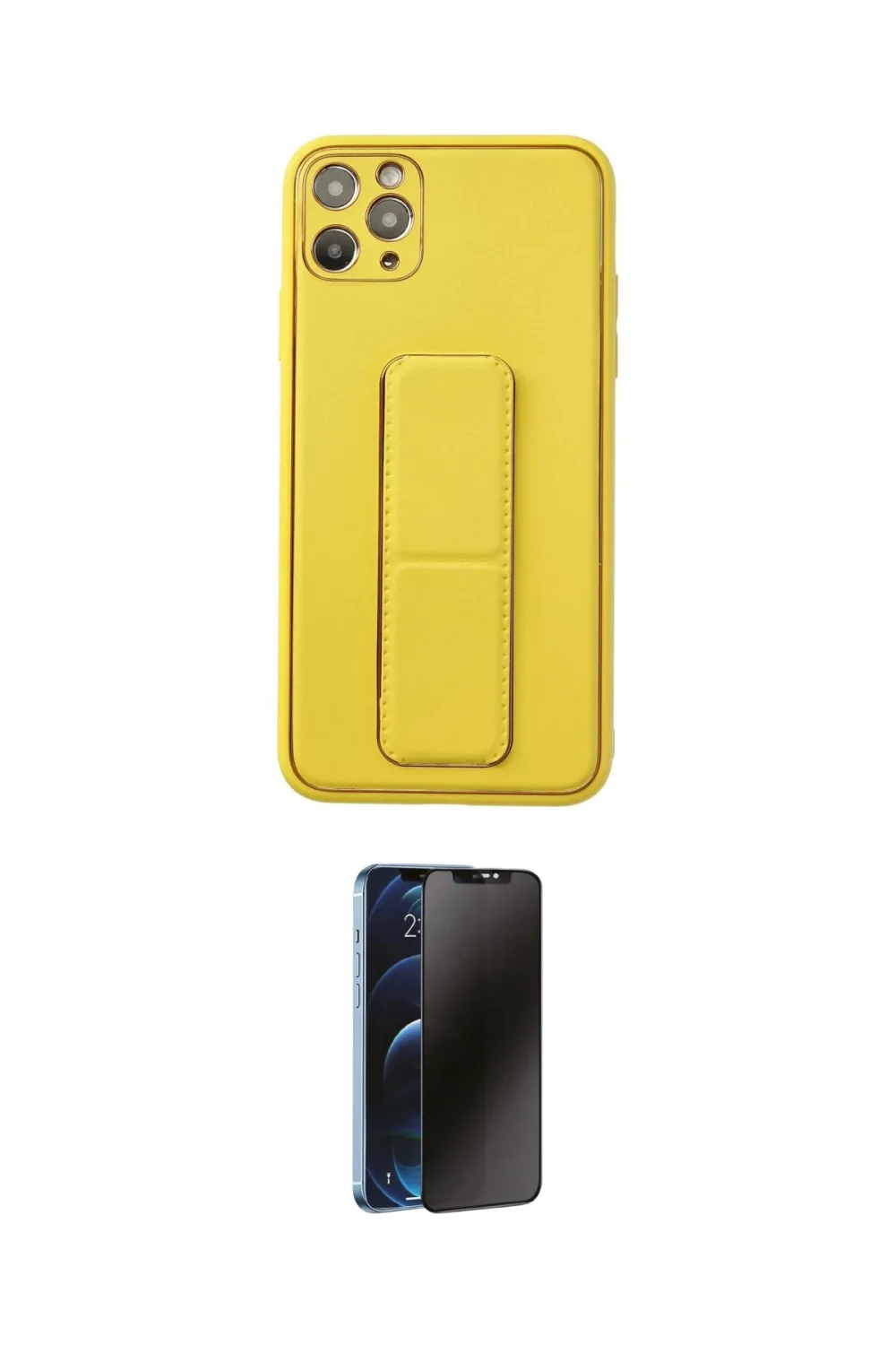 ieg™ iPhone 11 Pro Max Kılıf Akış Doku - Siyah 3D Antistatik Hayalet Cam Ekran Koruyucu